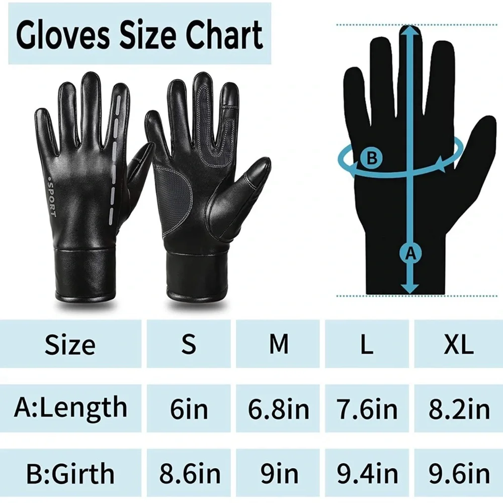 Winter Gloves, PU Leather Gloves, Newest Windproof Warm Touchscreen Gloves